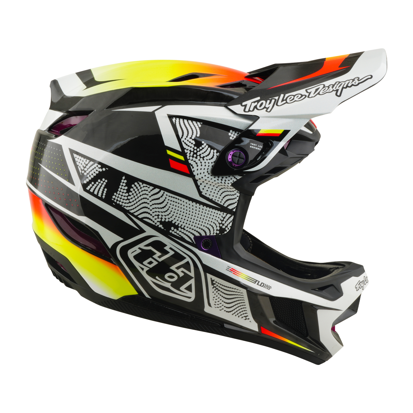 MTB-Helm TROY LEE DESIGNS D4 CARBON MIPS Lined Up Schwarz/Gelb