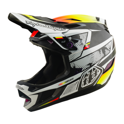 MTB-Helm TROY LEE DESIGNS D4 CARBON MIPS Lined Up Schwarz/Gelb