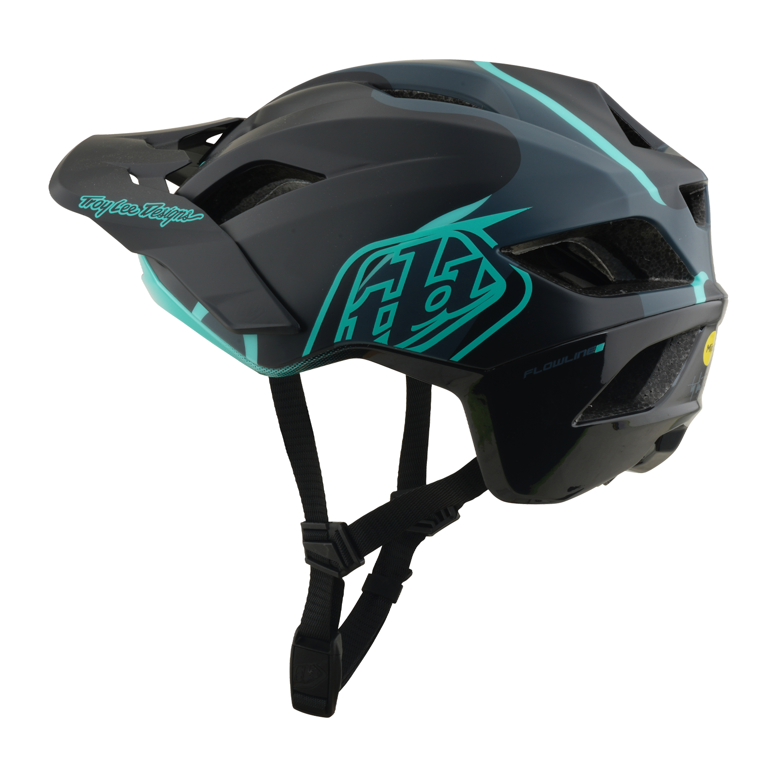 real fahrradhelme Mountainbike-Helm TROY LEE DESIGNS FLOWLINE SE MIPS BADGE Carbon/Blau – Probikeshop