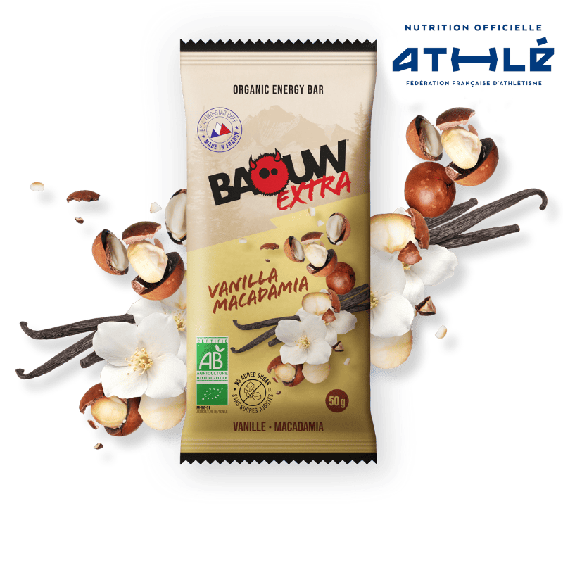 Energieriegel BAOUW BIO EXTRA Vanille-Macadamia (50g)