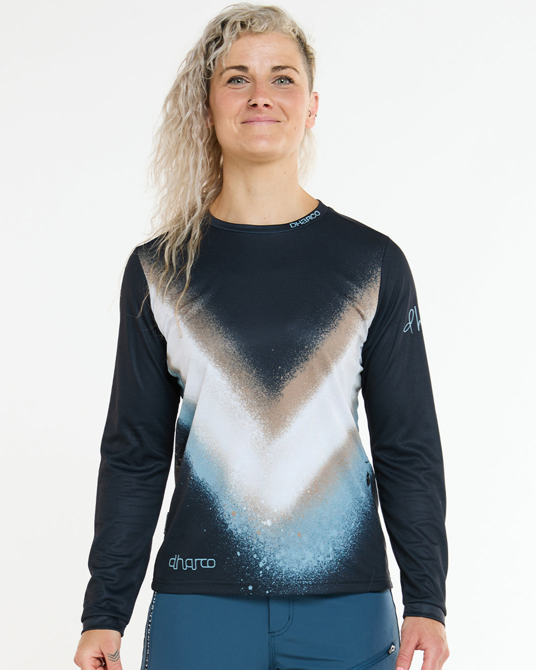 DHARCO GRAVITY GOLDEN STREAK Langarmtrikot Women Schwarz/Blau