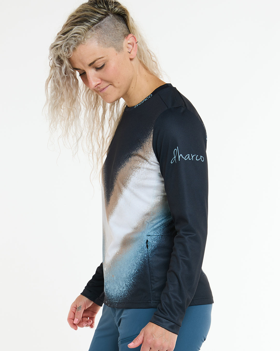 DHARCO GRAVITY GOLDEN STREAK Langarmtrikot Women Schwarz/Blau