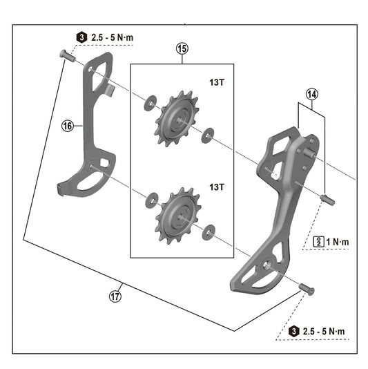12V SHIMANO XTR RD-M8250 GS Schaltwerksrollen hinten