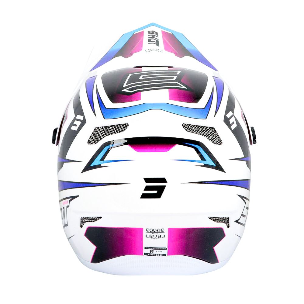 BMX-Helm SHOT ROGUE Level Weiß Blau Perlmutt