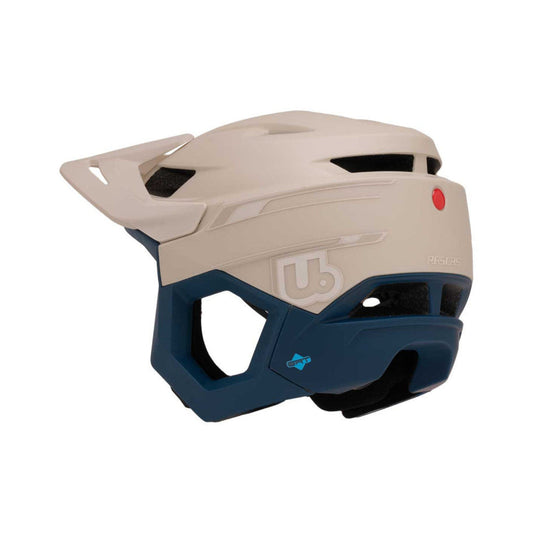 URGE RASCAS Sanfter Schwung MTB-Helm in Beige/Blau — Ansicht von links