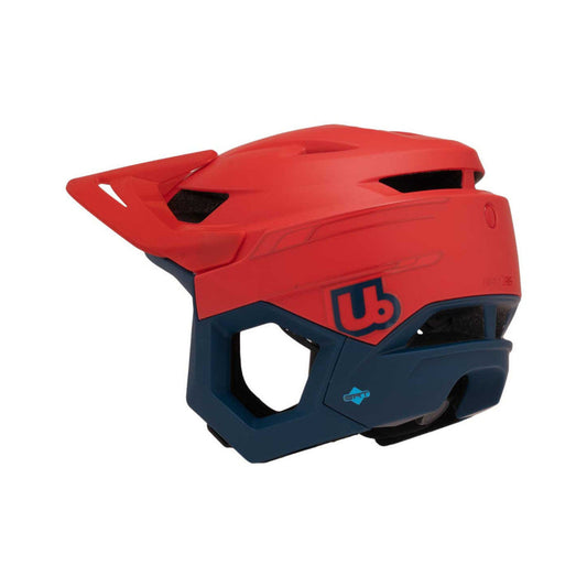 URGE RASCAS Neonrausch MTB-Helm in Rot/Blau — Ansicht von links