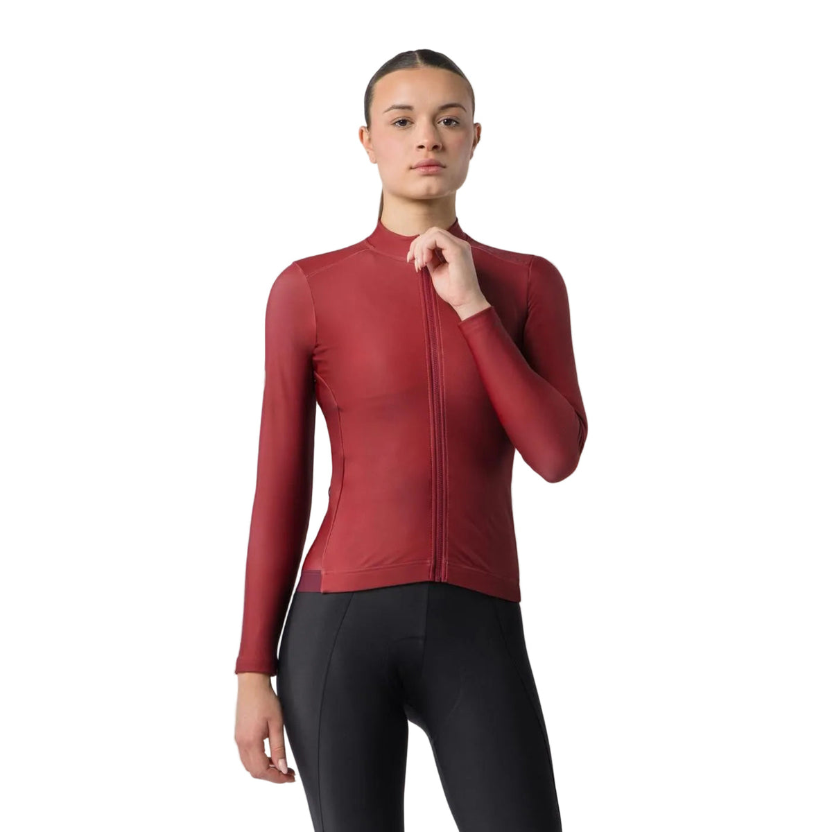 CASTELLI ESPRESSO THERMAL 2 Damen-Langarm-Radtrikot Bordeauxrot