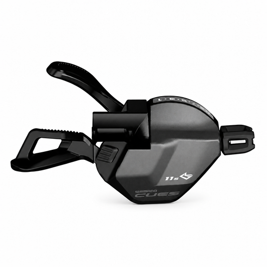 Rechter SHIMANO CUES 11-fach-Schalthebel SL-U8000 Linkglide mit Ganganzeige (Bremshebelmontage) — Produktansicht vor weißem Hintergrund