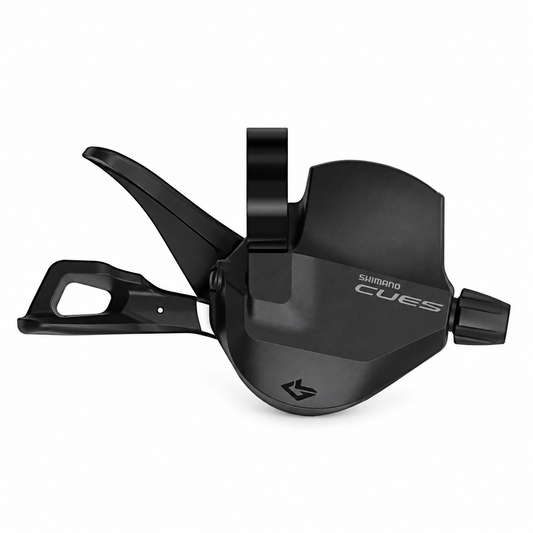SHIMANO CUES 9-fach Schalthebel rechts SL-U4010-R Linkglide mit Ganganzeige — Produktansicht auf weißem Hintergrund