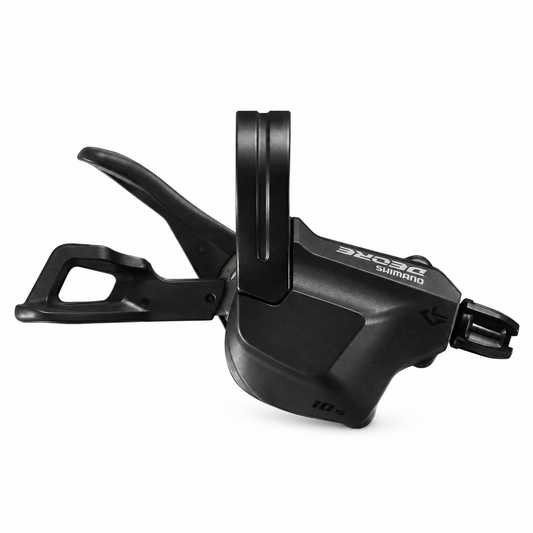 Rechter SHIMANO DEORE 10-fach-Schalthebel SL-M5130 Linkglide — Produktansicht vor weißem Hintergrund