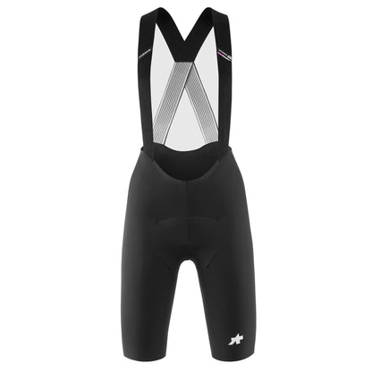 Kurze Damen-Radträgerhose ASSOS DYORA R S11 in Schwarz — weißer Hintergrund, 2000 x 2000