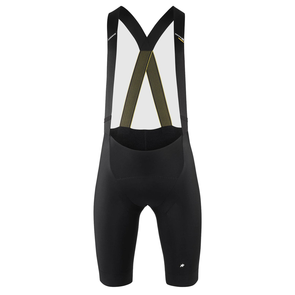 Kurze Radträgerhose ASSOS EQUIPE R SPRING FALL S11 in Schwarz — weißer Hintergrund, 2000 x 2000