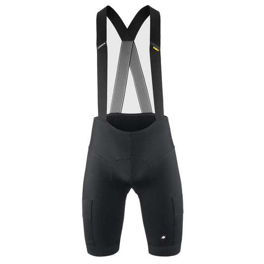 Kurze Radträgerhose ASSOS TACTICA SPRING FALL T5 in Schwarz — weißer Hintergrund, 2000 x 2000