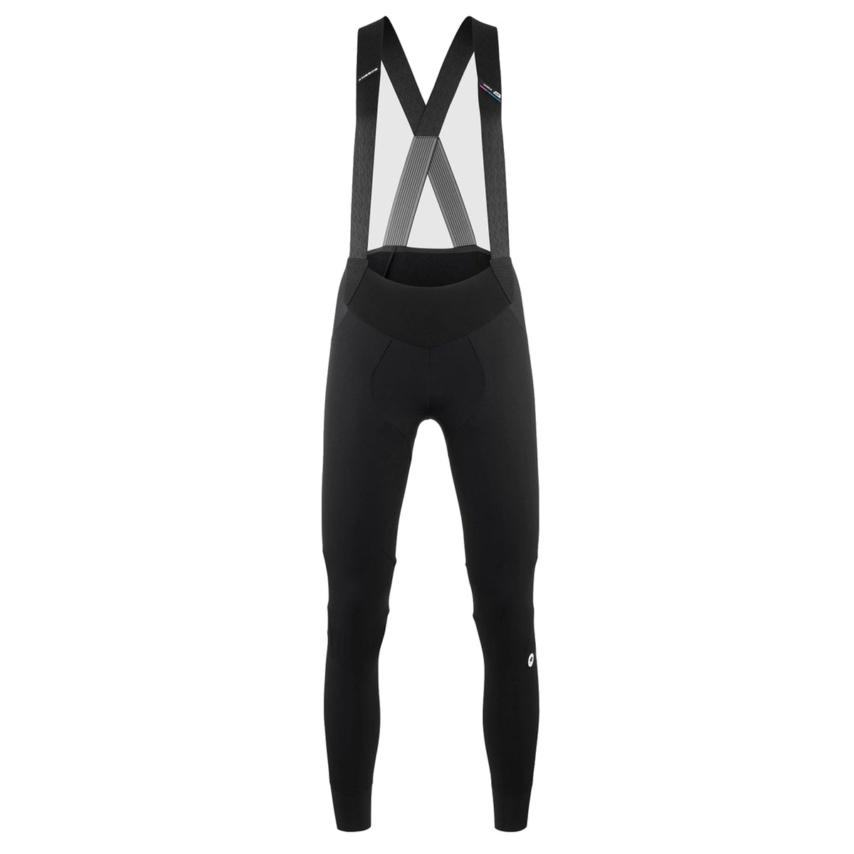 Lange Damen-Radträgerhose ASSOS UMA GT EISENHERZ ULTRAZ WINTER S11 in Schwarz — weißer Hintergrund, 2000 x 2000