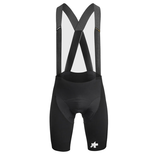 Kurze Trägerhose ASSOS EQUIPE RSR BOLIDE S11 in Schwarz — weißer Hintergrund, 2000 x 2000