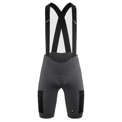 Kurze ASSOS TACTICA KIESKAFER GRAVEL T5 Trägerhose, Grau — weißer Hintergrund, 2000 x 2000