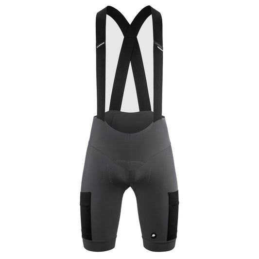 Kurze ASSOS TACTICA KIESKAFER GRAVEL T5 Trägerhose, Grau — weißer Hintergrund, 2000 x 2000