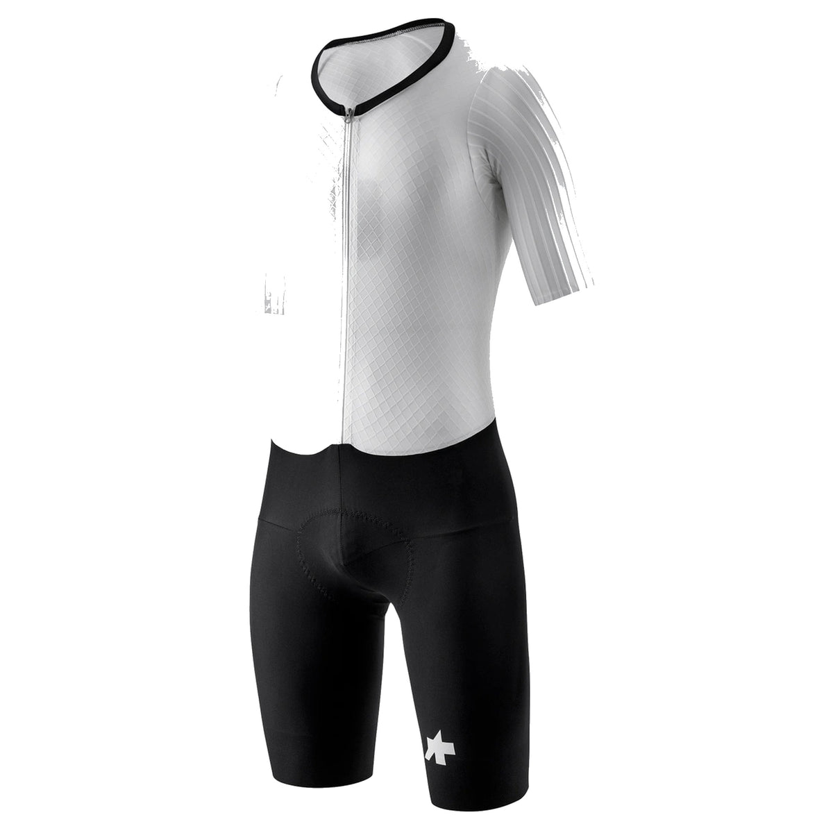 ASSOS EQUIPE RS RAPIDFIRE S11 Radsport-Einteiler, Weiß/Schwarz — weißer Hintergrund, 2000 x 2000