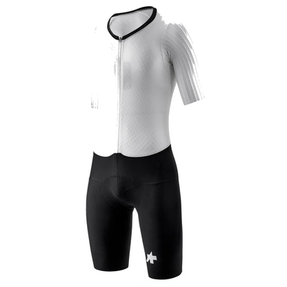 ASSOS EQUIPE RS RAPIDFIRE S11 Radsport-Einteiler, Weiß/Schwarz — weißer Hintergrund, 2000 x 2000