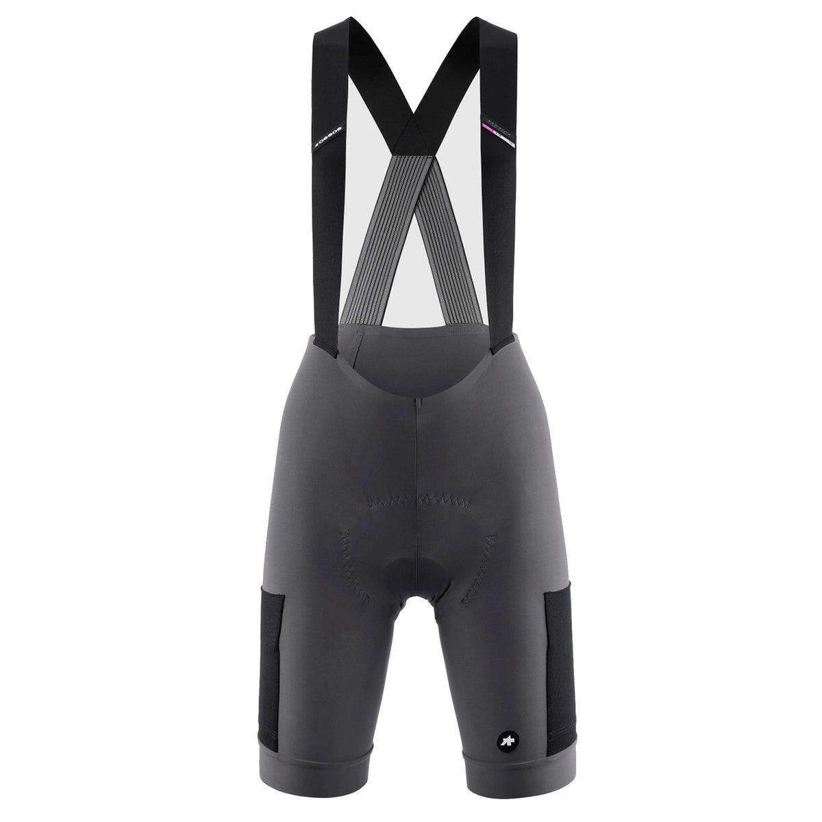 Kurze ASSOS TACTICA KIESKAFER T5 GRAVEL Damen-Trägerhose, Grau — weißer Hintergrund, 2000 x 2000