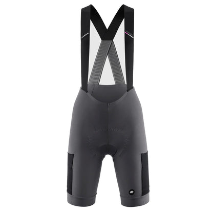 Kurze ASSOS TACTICA KIESKAFER T5 GRAVEL Damen-Trägerhose, Grau — weißer Hintergrund, 2000 x 2000