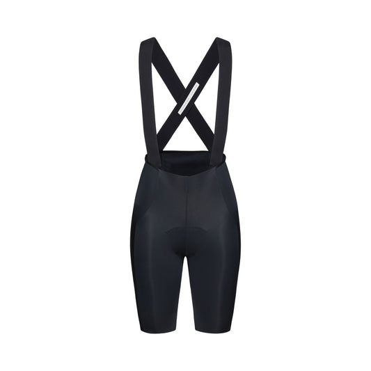 Kurze POC RACEDAY Damen-Trägerhose in Schwarz — weißer Hintergrund, 2000 x 2000