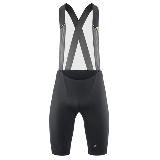 Kurze Trägerhose ASSOS MILLE GTS SPRING FALL S11 in Schwarz — weißer Hintergrund, 2000 x 2000