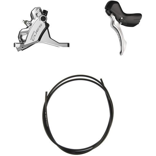 Bremshebel Links und Bremssattel Vorne SHIMANO CUES U6030 Mono Flatmount Ohne Bremsscheibe - Polish Silver Edition