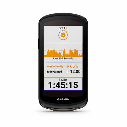 GARMIN EDGE 1040 SOLAR GPS-Fahrradcomputer — Vorderansicht auf weißem Hintergrund