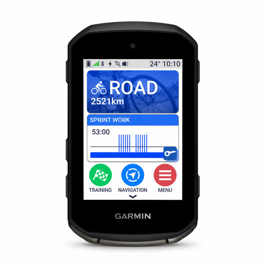 Garmin Edge 850 GPS-Fahrradcomputer — Vorderansicht mit Farb-Touchscreen vor weißem Hintergrund