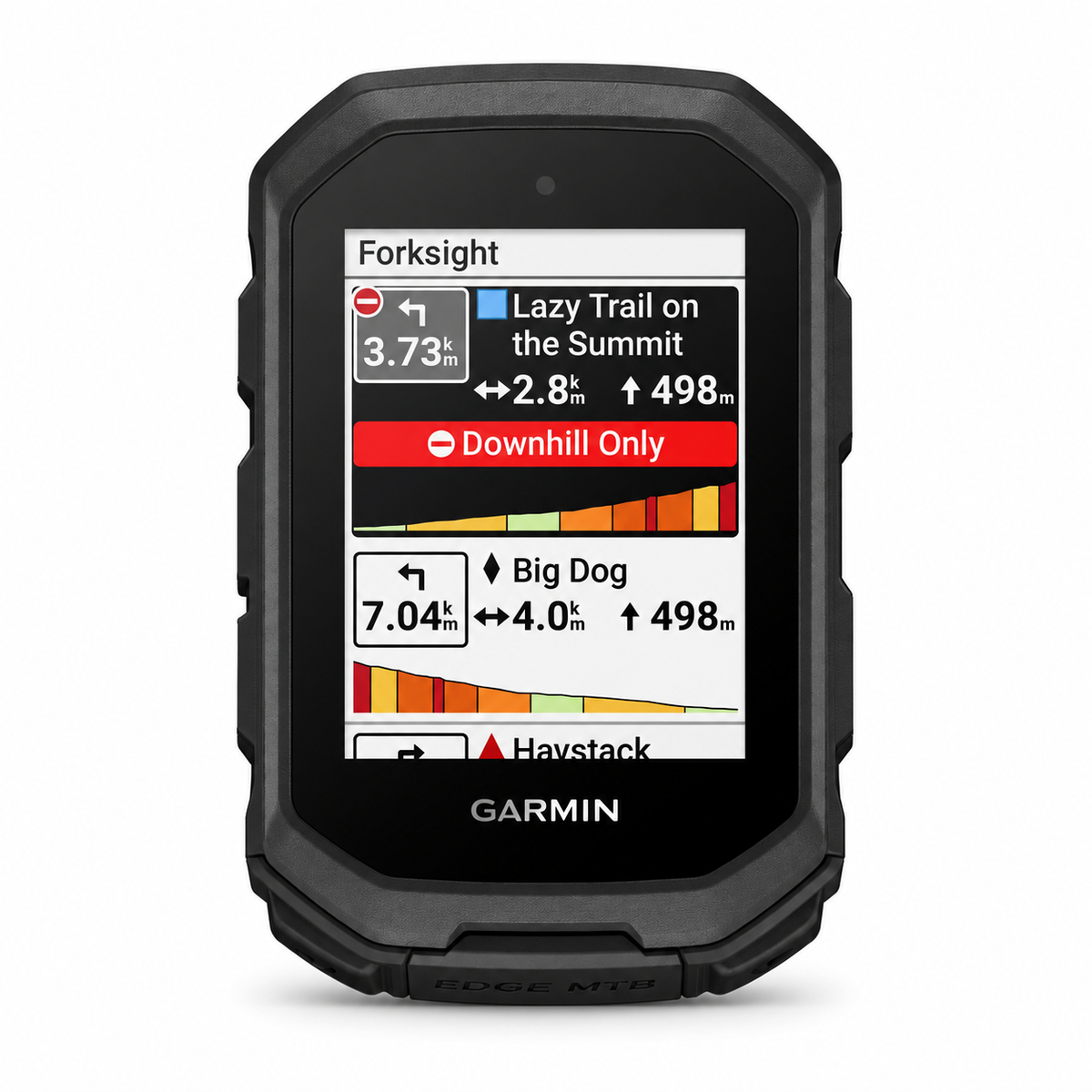 GARMIN EDGE MTB GPS-Fahrradcomputer — Vorderansicht auf weißem Hintergrund