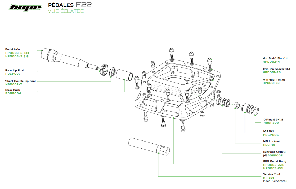 Pedale flach HOPE F22 Orange