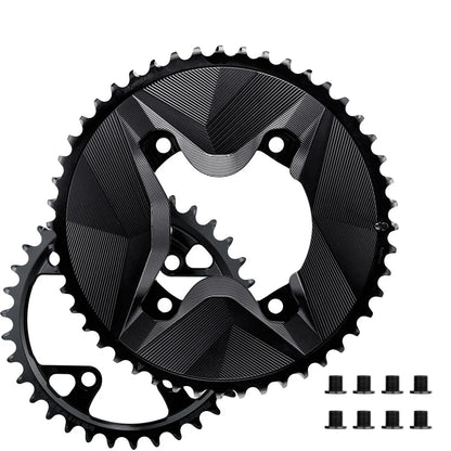 Kettenblattpaar 12V ALUGEAR AERO 110 BCD für Shimano GRX Schwarz