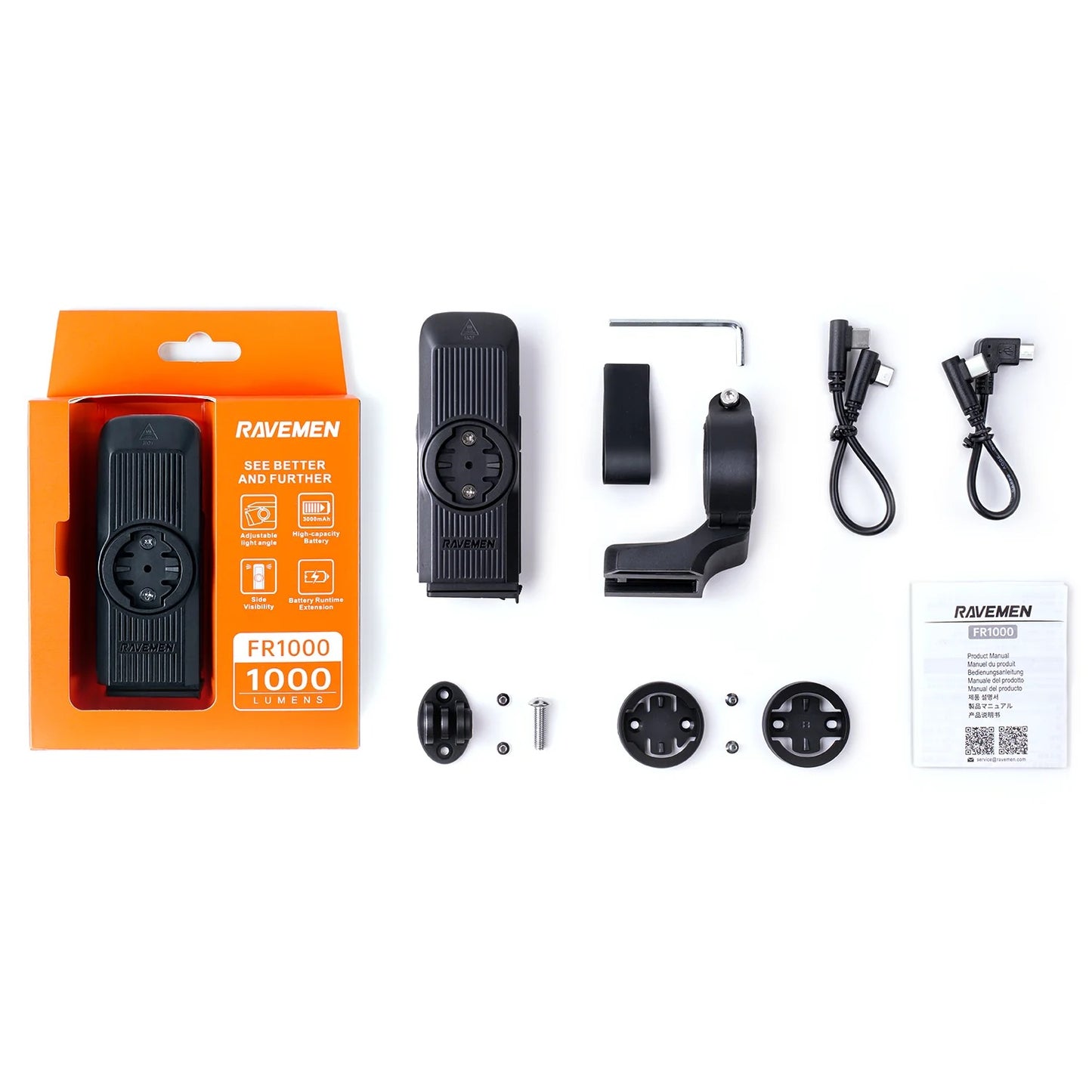 RAVEMEN FR 1000 Vorderradbeleuchtung - Garmin/Wahoo/Bryton