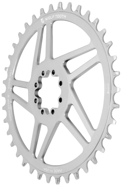 Mono-Kettenblatt WOLF TOOTH DROP-STOP B GRAVEL DM 8 Schrauben Sram Raw Silver