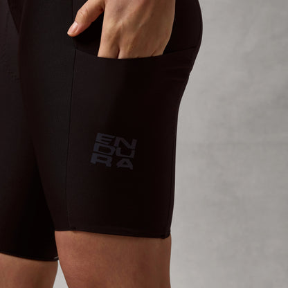Kurzrad-Trägerhose ENDURA ALLTRACK RIDE Damen Schwarz