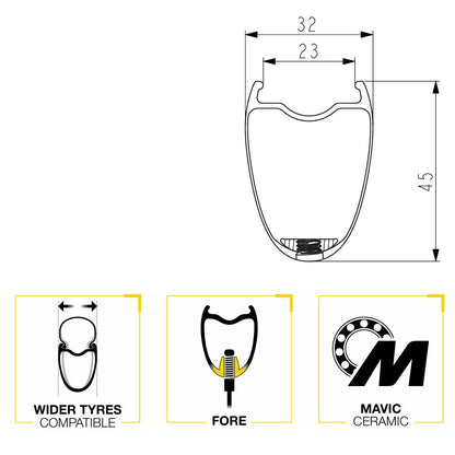 Laufradsatz MAVIC COSMIC SLR 45 DISC Tubeless Ready (Center Lock) 2025