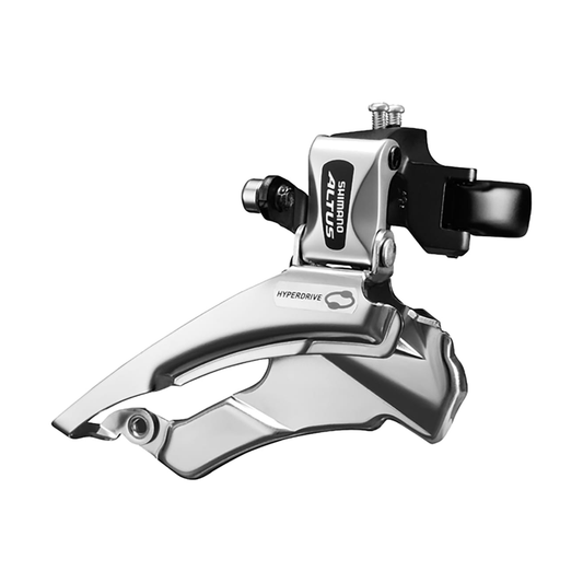 SHIMANO ALTUS Umwerfer FD-M313, 3x7/8-fach, obere Schelle — Ansicht 1 auf weißem Hintergrund