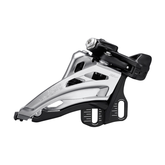SHIMANO DEORE Umwerfer FD-M4100-E, 2x10-fach, Typ E — Ansicht 1 auf weißem Hintergrund