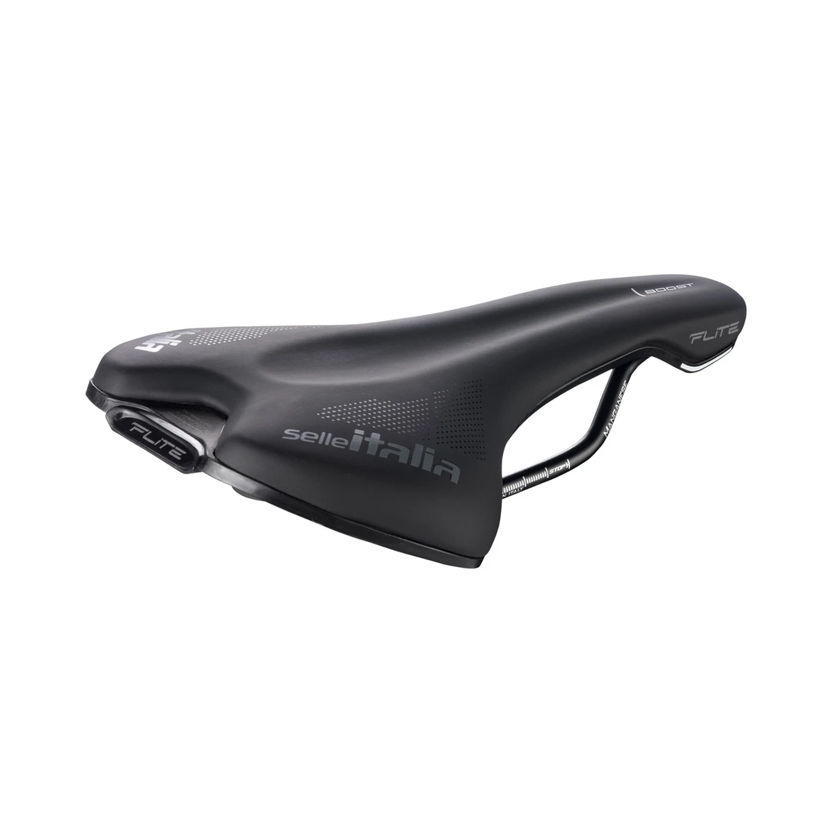 Sattel SELLE ITALIA FLITE BOOST TM L mit Manganstreben in Schwarz — Dreiviertelansicht
