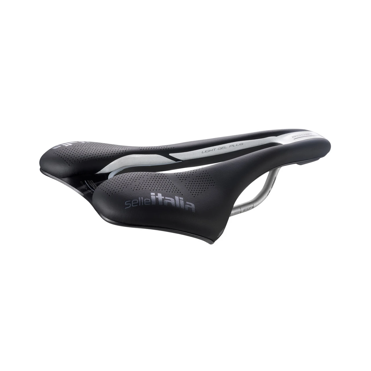 Sattel SELLE ITALIA SLR BOOST ENDURANCE SUPERFLOW S mit Ti316-Sattelstreben, Schwarz — Dreiviertelansicht