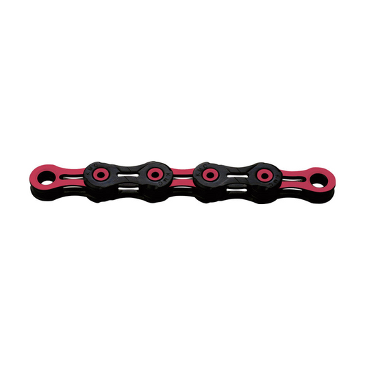 KMC 11-fach-Kette DLC11 Waxed Schwarz/Rosa, gewachst — Produktfoto auf weißem Hintergrund