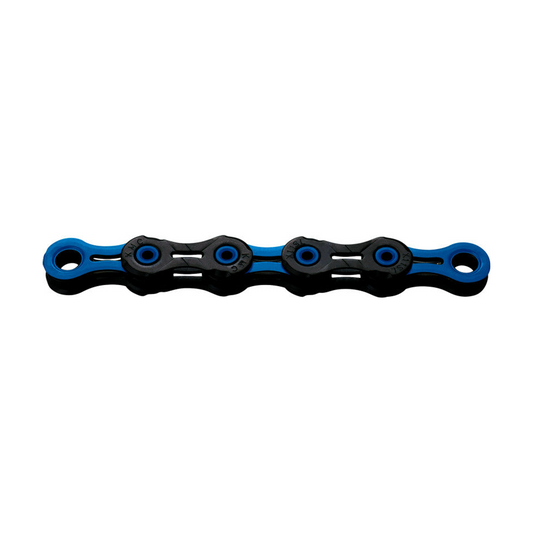 KMC 11-fach-Kette DLC11 Waxed Schwarz/Blau, gewachst — Produktfoto auf weißem Hintergrund