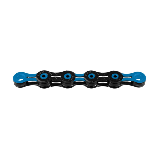 KMC 10-fach-Kette DLC10 Schwarz/Blau — Produktfoto auf weißem Hintergrund