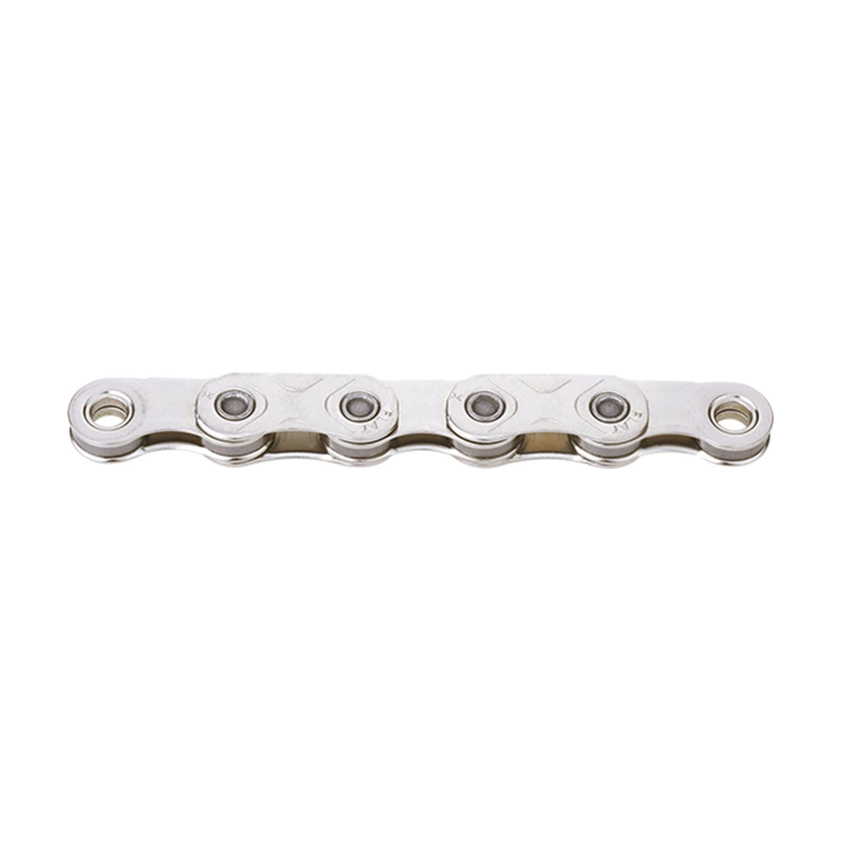 KMC X FLAT 12-/13-fach-Kette Waxed Silber — Produktfoto auf weißem Hintergrund