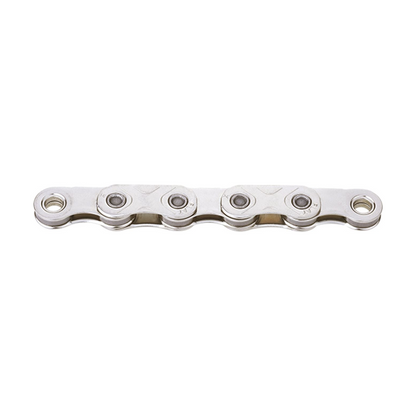 KMC X FLAT 12-/13-fach-Kette Waxed Silber — Produktfoto auf weißem Hintergrund