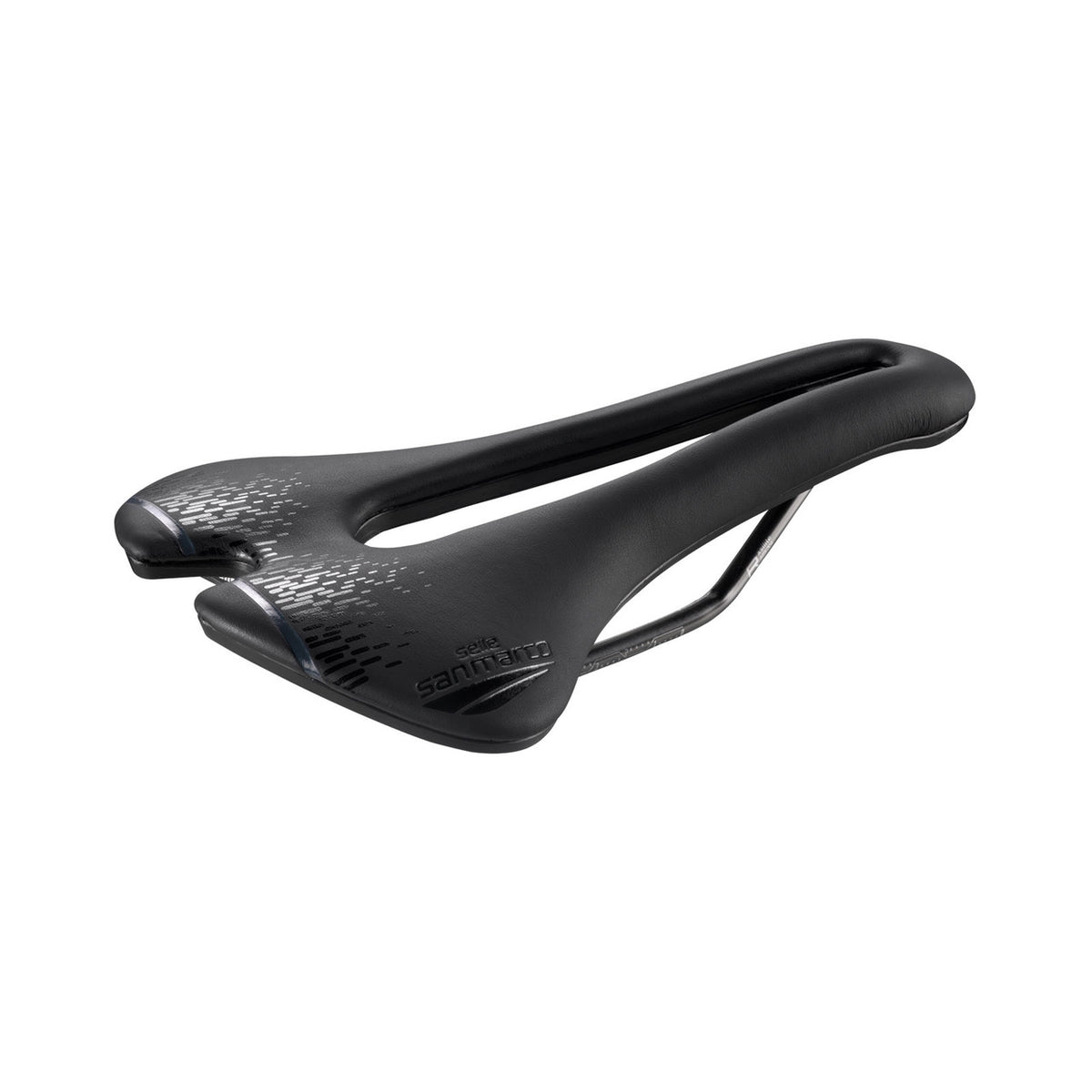 Sattel SAN MARCO ASPIDE SHORT OPEN-FIT RACING L3, 155 mm breit, Xsilite-Streben aus Stahl, schwarz — zusätzliche Ansicht