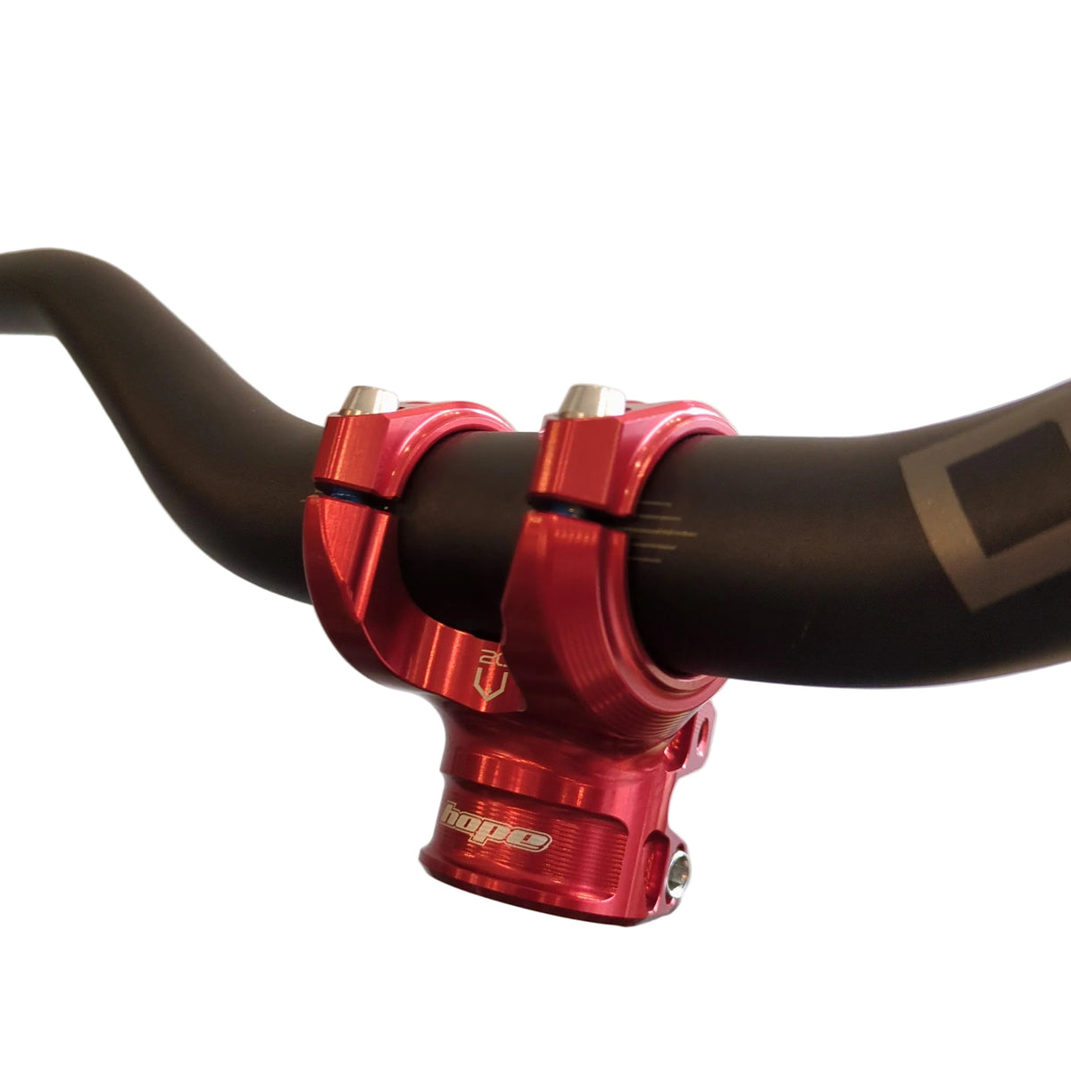 HOPE GRAVITY Vorbau 20 mm Rot — Vorderansicht, am Lenker montiert