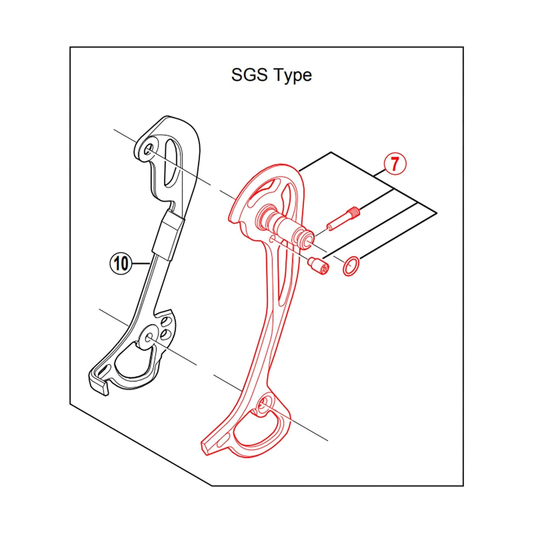 Langes äußeres Schaltkäfigblech für SHIMANO XT RD-M772 SGS Schaltwerk — Originalabbildung vor weißem Hintergrund