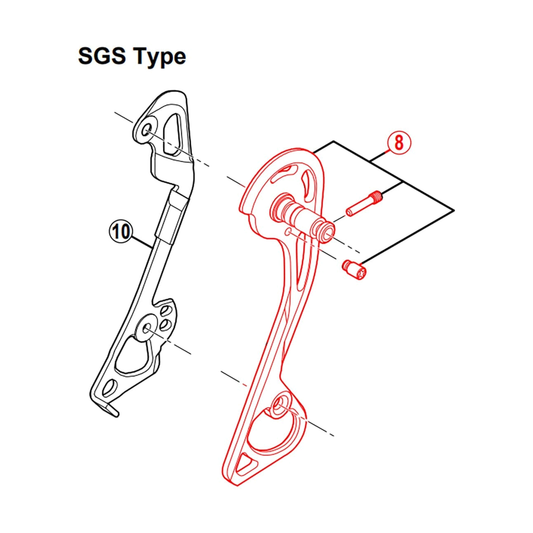 Langes äußeres Schaltkäfigblech für SHIMANO XT RD-M781-SGS Schaltwerk — Originalabbildung vor weißem Hintergrund